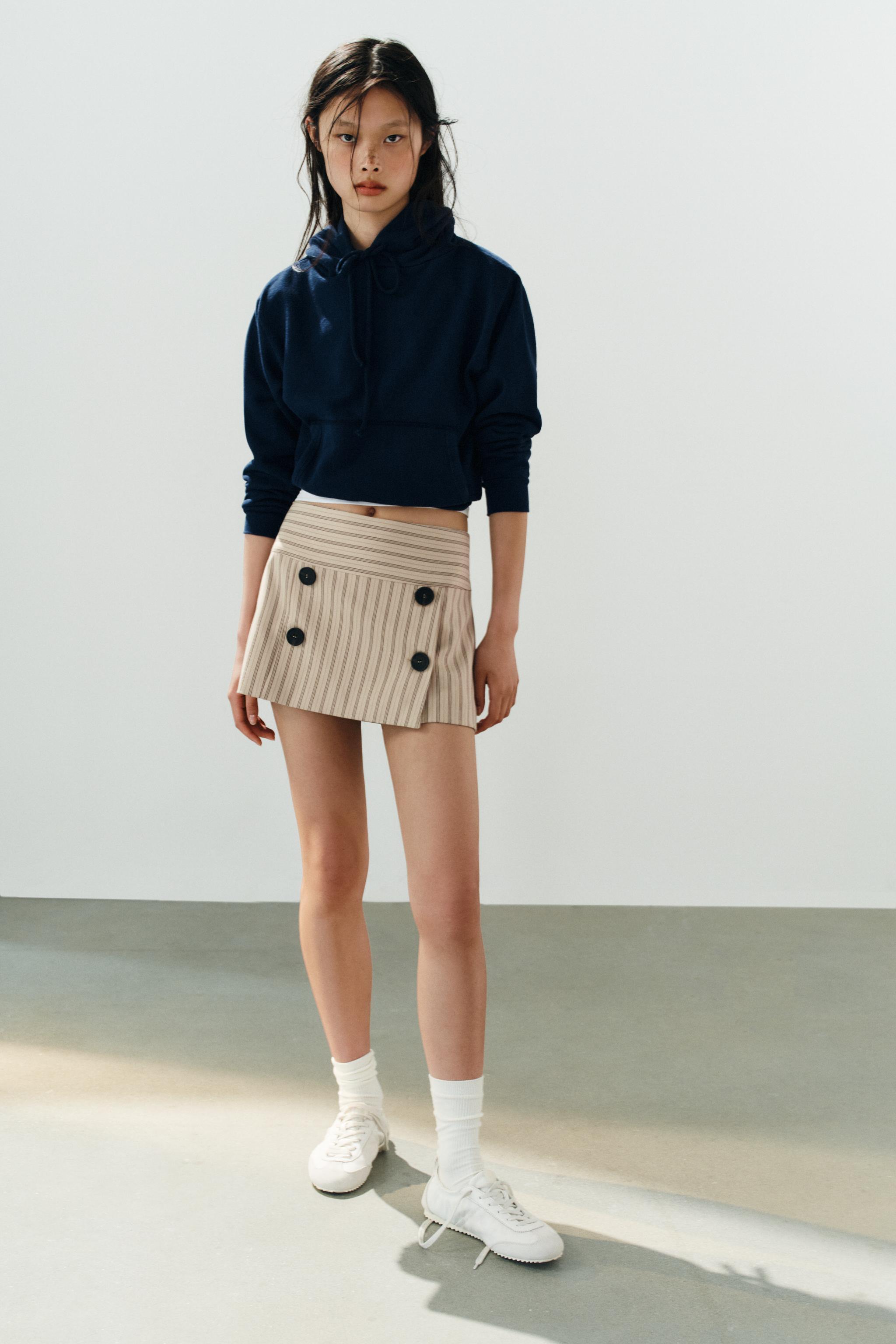 STRIPED BUTTON SKORT | Zara US