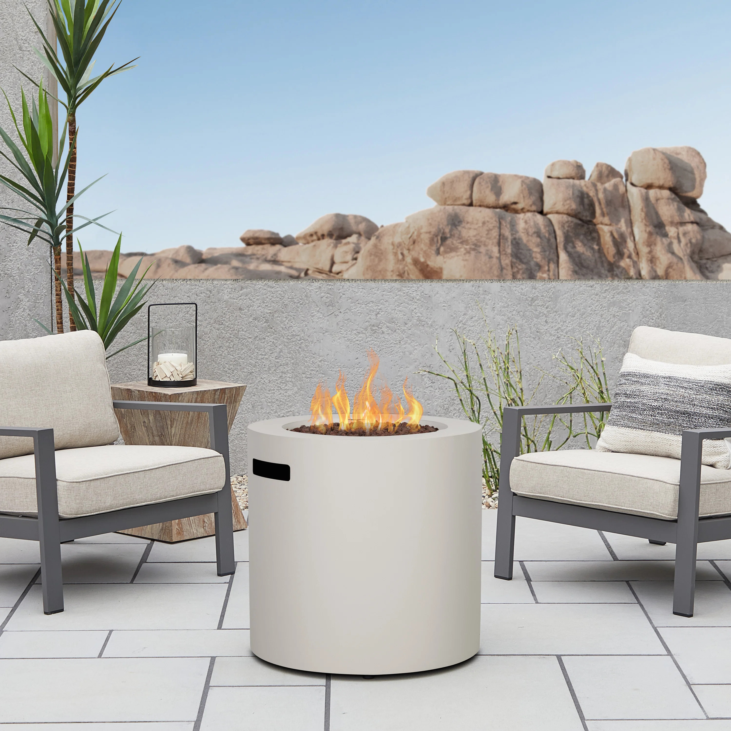 Aegean 24" Round Steel Propane Fire Pit Table with Hidden Tank Storage by Real Flame | Wayfair North America
