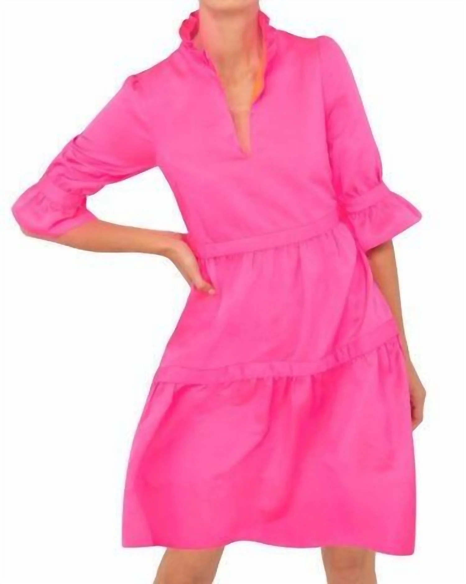 Ruff Stuff Teardrop Dress In Pink | Shop Simon