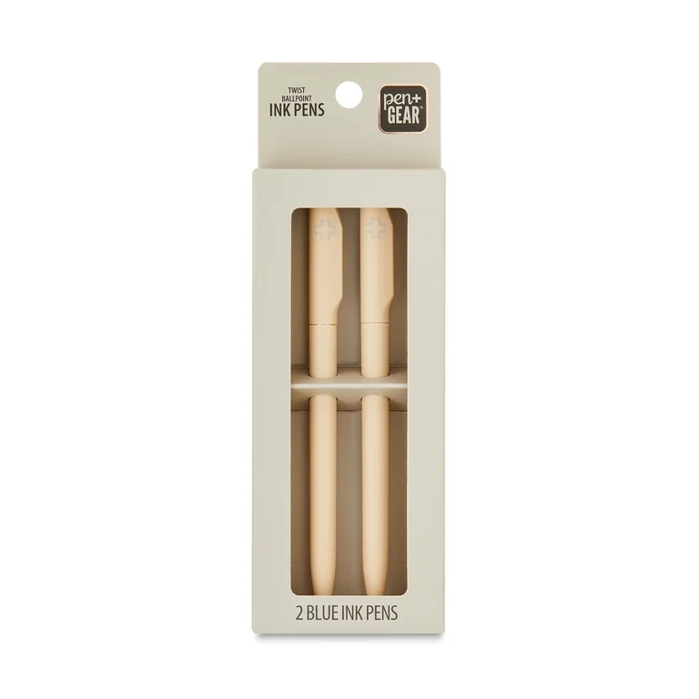 Pen+Gear Twist Ballpoint Ink Pens, Blue Ink, 2 Count, Pen Point Size: 0.5mm | Walmart (US)