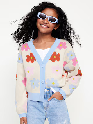 Printed Button-Front Cardigan Sweater for Girls | Old Navy (US)