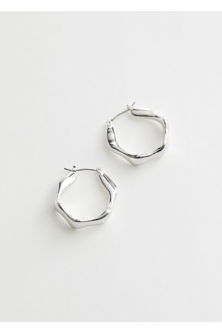 H & M - Wavy Hoop Earrings - Silver | H&M (UK, MY, IN, SG, PH, TW, HK)