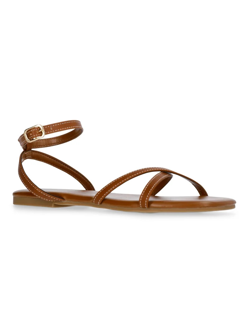 Time and Tru Women's Strappy Flat Sandals | Walmart (US)