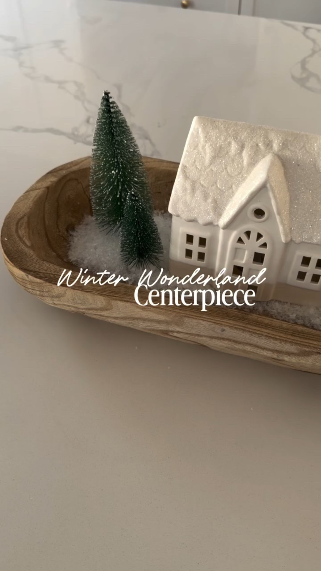 The simple answer sweet winter wonderland centerpiece. 

#adaydreamblog #christmas #home #centerpieces #diycenterpiece #christmasdecor #homedecor #christmasseason #winterwonderland #kitchen