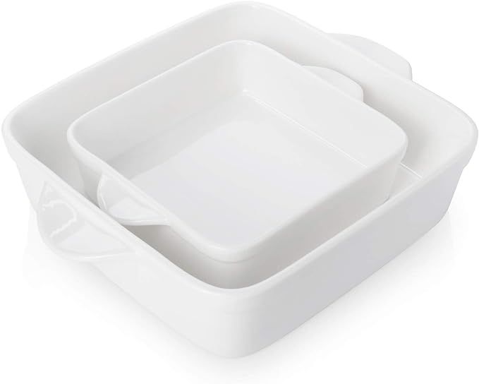 Sweese 514.201 Porcelain Baking Dish Set of 2, Square Lasagna Pans, 8 x 8 inch & 6 x 6 inch Non-... | Amazon (US)