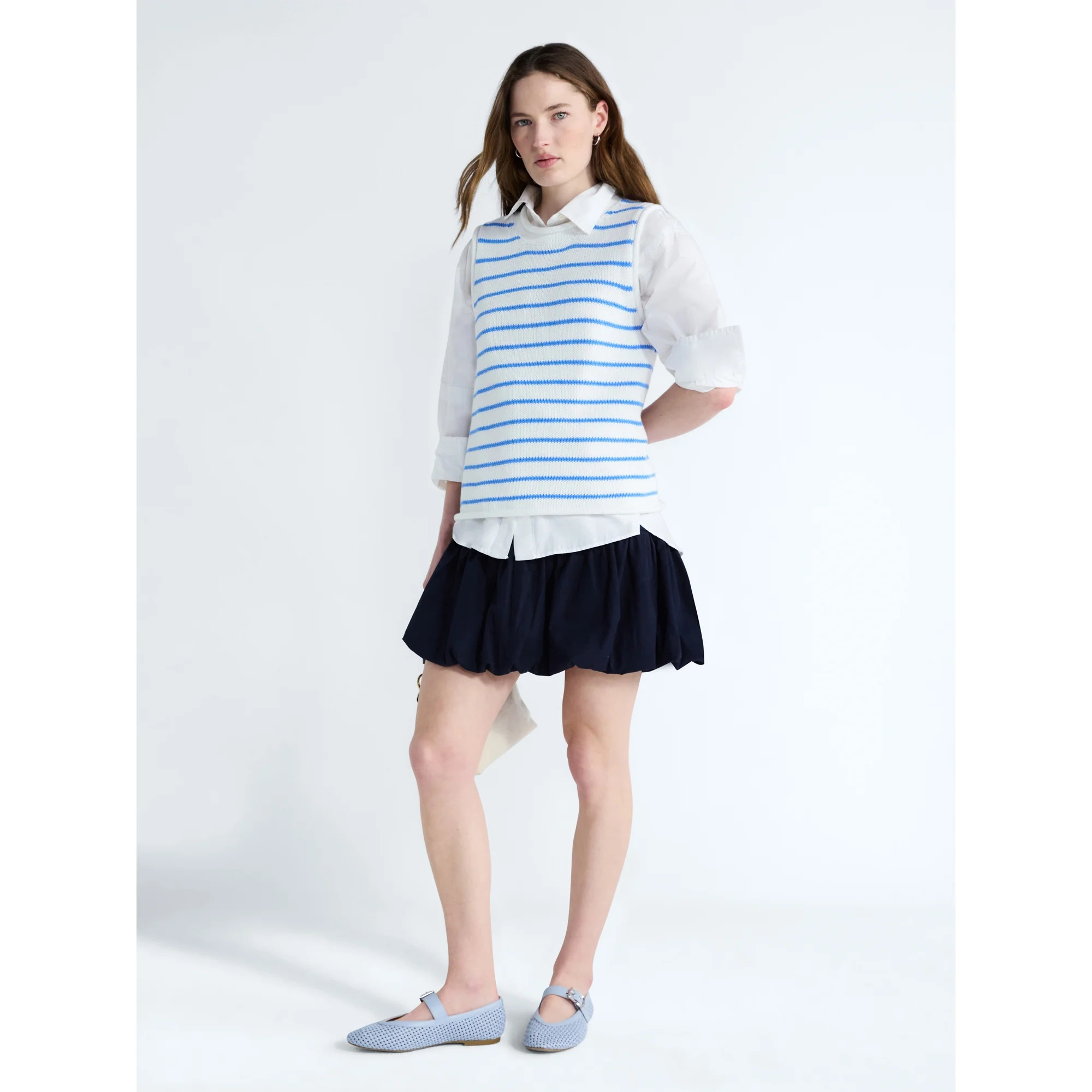 Free Assembly Women's Roll Neck Cotton Sweater Shell, Lightweight, Sizes XS-XXL | Walmart (US)