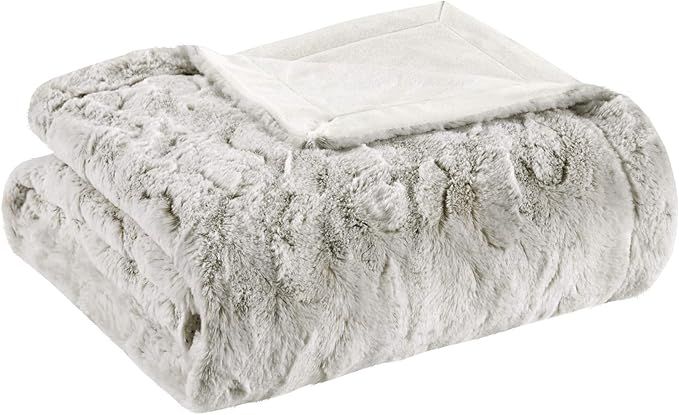 Madison Park Zuri Soft Plush Luxury Oversized Faux Fur Throw Animal Stripes Design, Faux Mink On ... | Amazon (US)