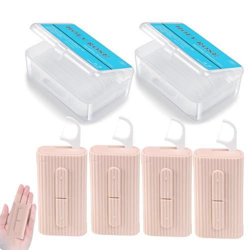 Holy Rose Travel Dental Floss Picks Case - 2 Boxes, Portable Floss Dispenser Pink - 4 Boxes, 50 Picks and 10 Picks/Box, Total of 160 Picks | Adult Flosser Sticks Set for Teeth and Oral Care. | Amazon (US)