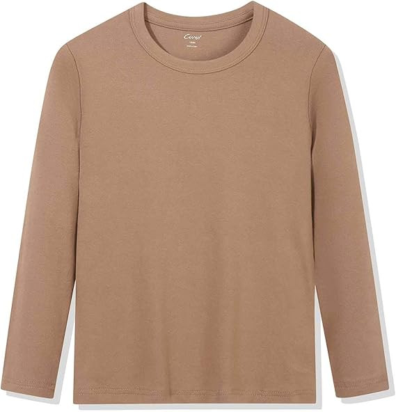 CUNYI Boys Girls Turtleneck Long Sleeve Soft Cotton T-Shirts Solid Color Warm Tee Tops | Amazon (US)