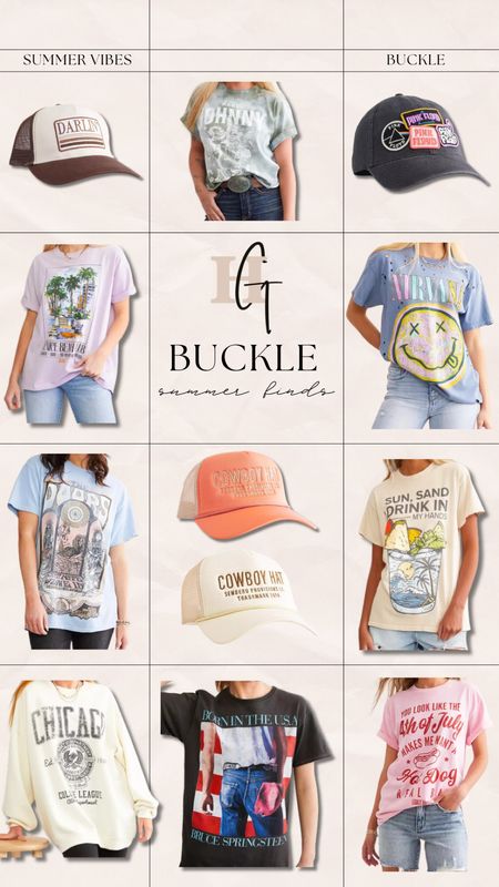FUNNY STORY — I used to work at Buckle for a few years 🙈🫶🏼✨ I was 15 when I started! And I absolutely LOVED IT! They have the cutest stuff and I completely forgot! Tons of awesome graphics & hats under $50 for summer! 🌞🕶️ 

Graphic tees / band tees / trucker hats / ootd / summer inspo / Holley Gabrielle 

#LTKSeasonal #LTKStyleTip #LTKFindsUnder50