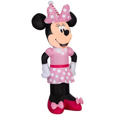 Gemmy Airblown Inflatable Minnie w/Party Hat Disney, 4 ft Tall, Pink | Target