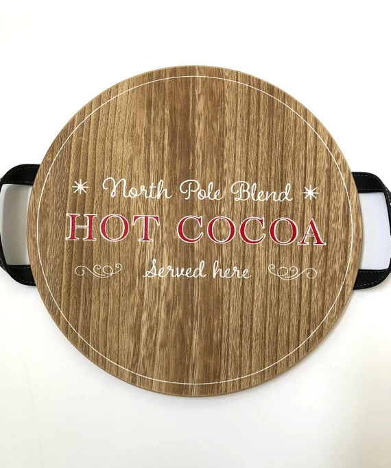 Wood Serving Tray,Hot Cocoa Tray,Kitchen Decor,Bar Decor,Christmas Tray,North Pole Tray,Party Suppli | Etsy (US)