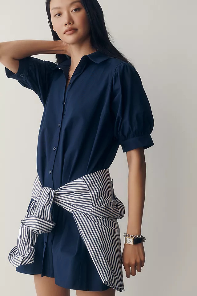 100% Cotton Puff-Sleeve Shirtdress | Anthropologie (US)