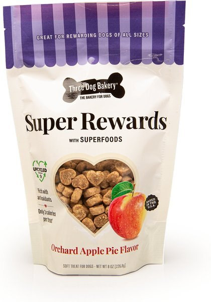 THREE DOG BAKERY Super Rewards Orchard Apple Pie Dog Treats, 8-oz bag - Chewy.com | Chewy.com