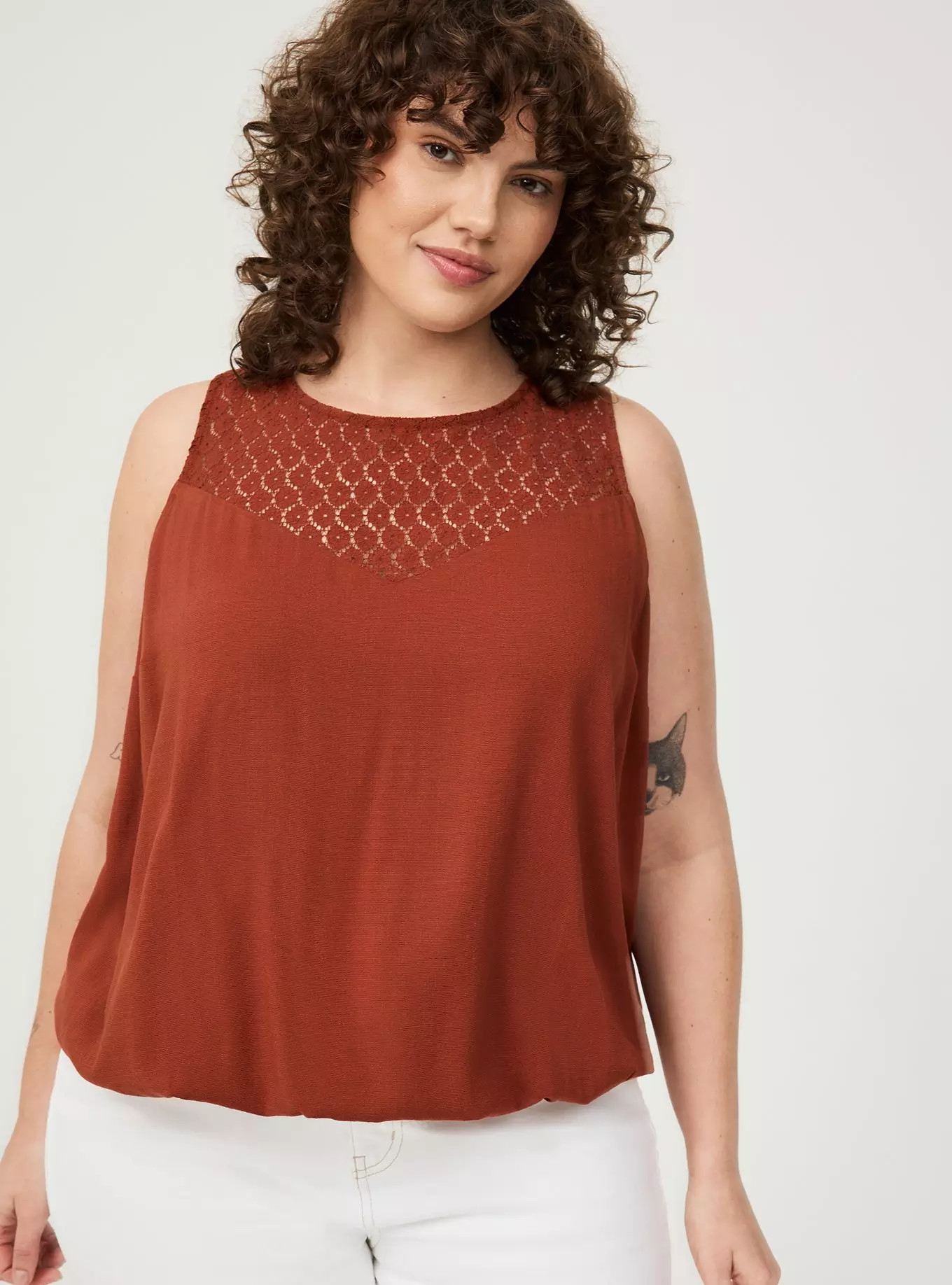 Lace Yoke Smocked Top | Torrid (US & Canada)