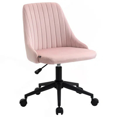 Mid-Back Office Chair, Velvet Fabric Swivel Scallop Shape Computer Desk Chair for Home Office or Bedroom | Wayfair North America