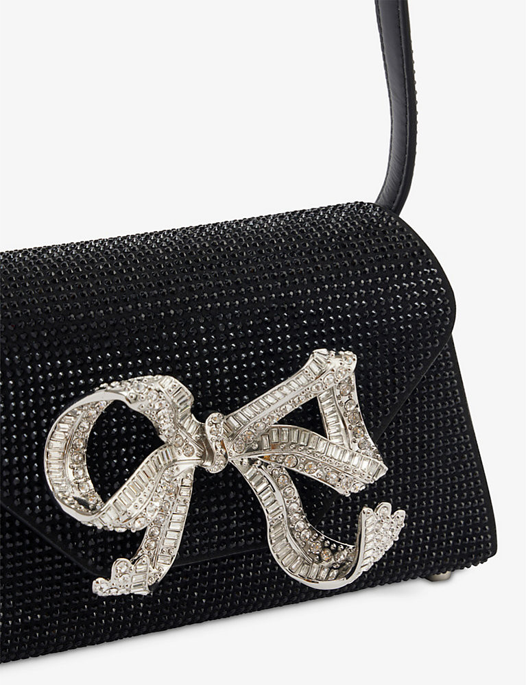 The Bow crystal-embellished faux-leather shoulder bag | Selfridges