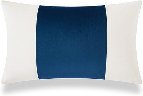 Hofdeco Coastal Patio Indoor Outdoor Lumbar Pillow Cover ONLY for Backyard, Couch, Sofa, Velvet N... | Amazon (US)