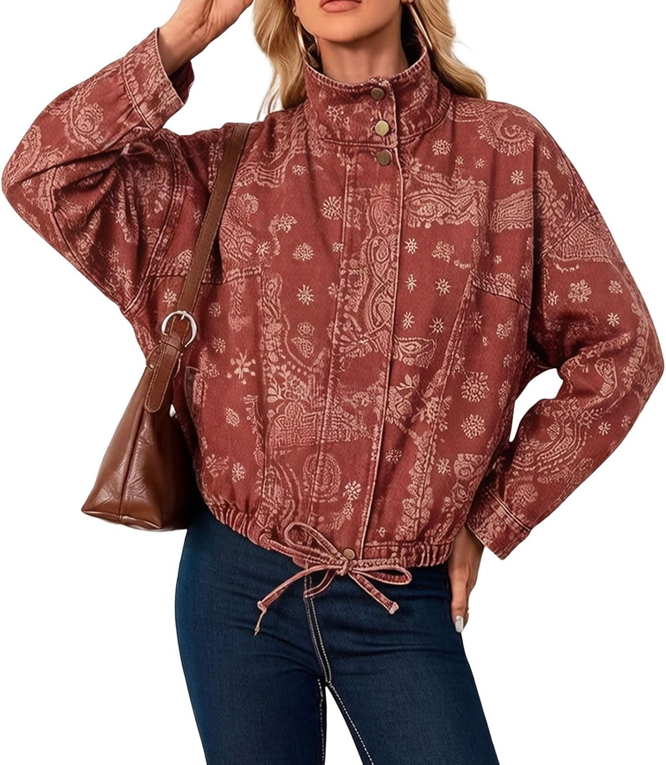 Women Floral Denim Jacket Y2k Fall Crop Lightweight Jean Jacket | Amazon (US)