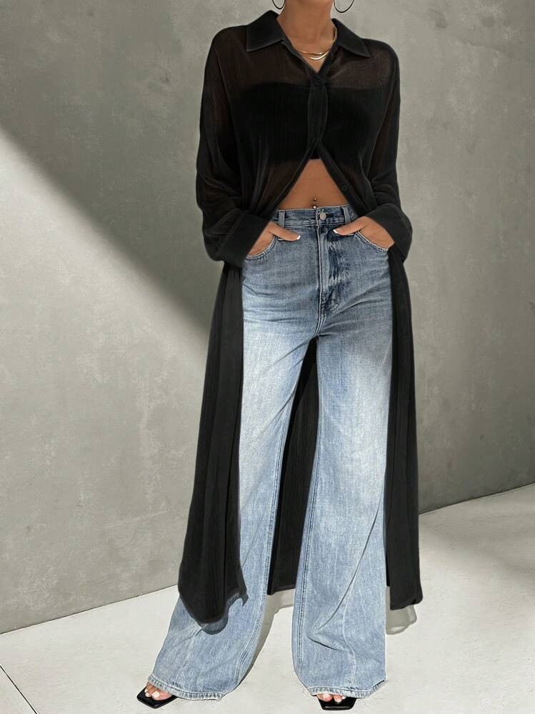 Firerie White Chiffon Sun Protection Long Sleeve Cardigan For Women, Loose And Lightweight, Mid-L... | SHEIN