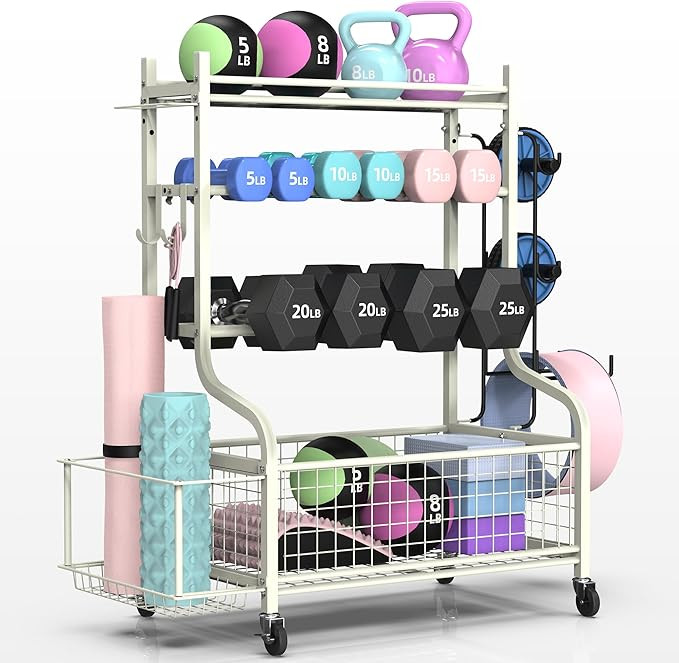 PLKOW Dumbbell Rack, Weight Rack for Dumbbells, Home Gym Storage for Dumbbells Kettlebells Yoga M... | Amazon (US)