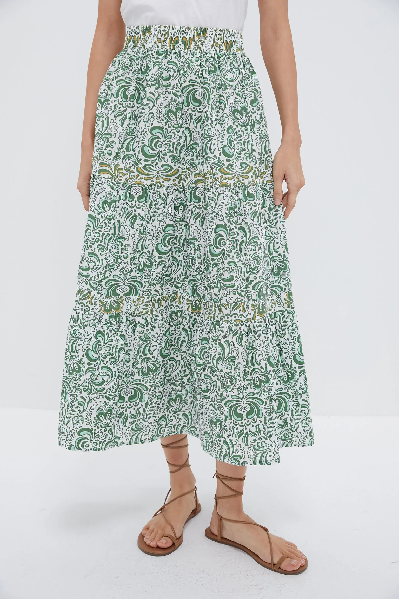 Green Floral Giada Maxi Skirt | Tuckernuck (US)