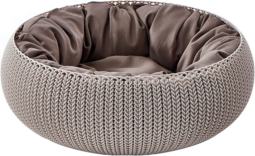 Keter by Curver Knit Cozy Resin Plastic Pet Bed, Cat Bed & Dog Bed with Cushion, Small Dogs to Me... | Amazon (US)
