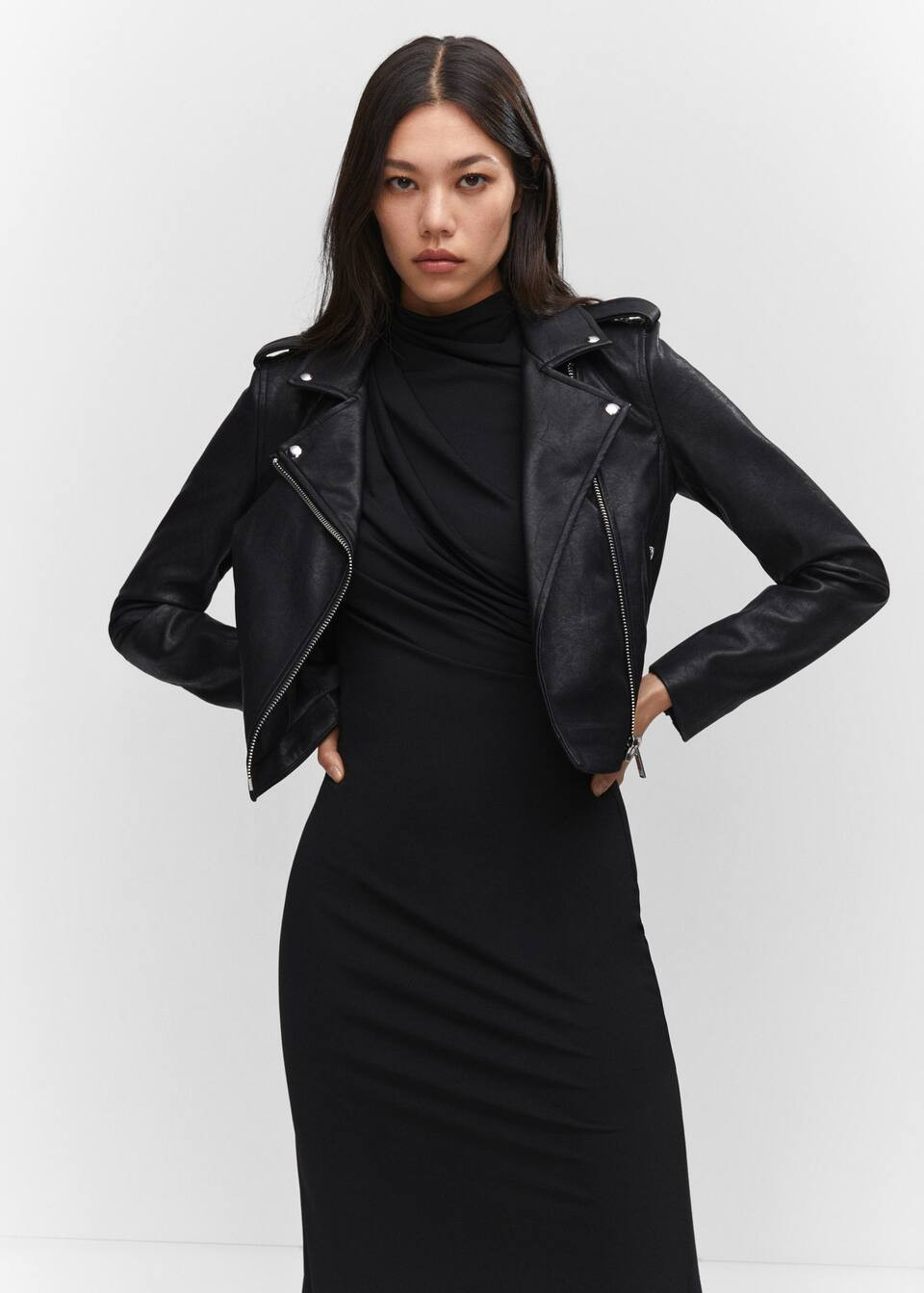 Faux-leather biker jacket -  Women | Mango United Kingdom | MANGO (UK)