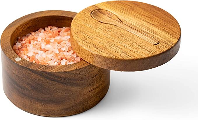 DecoVibe Acacia Salt Box with Magnetic Swivel - Wooden Spice Cellar with 1 Compartment - Elegant ... | Amazon (US)