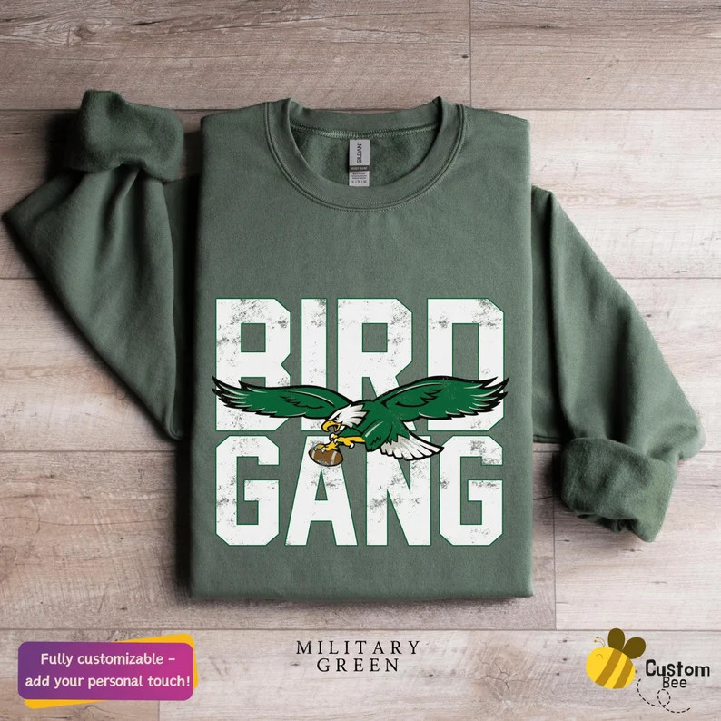 Bird Gang Sweatshirt & Hoodie Bird Gang T-shirt Distressed Philly Football Apparel Game Day Shirt... | Etsy (US)