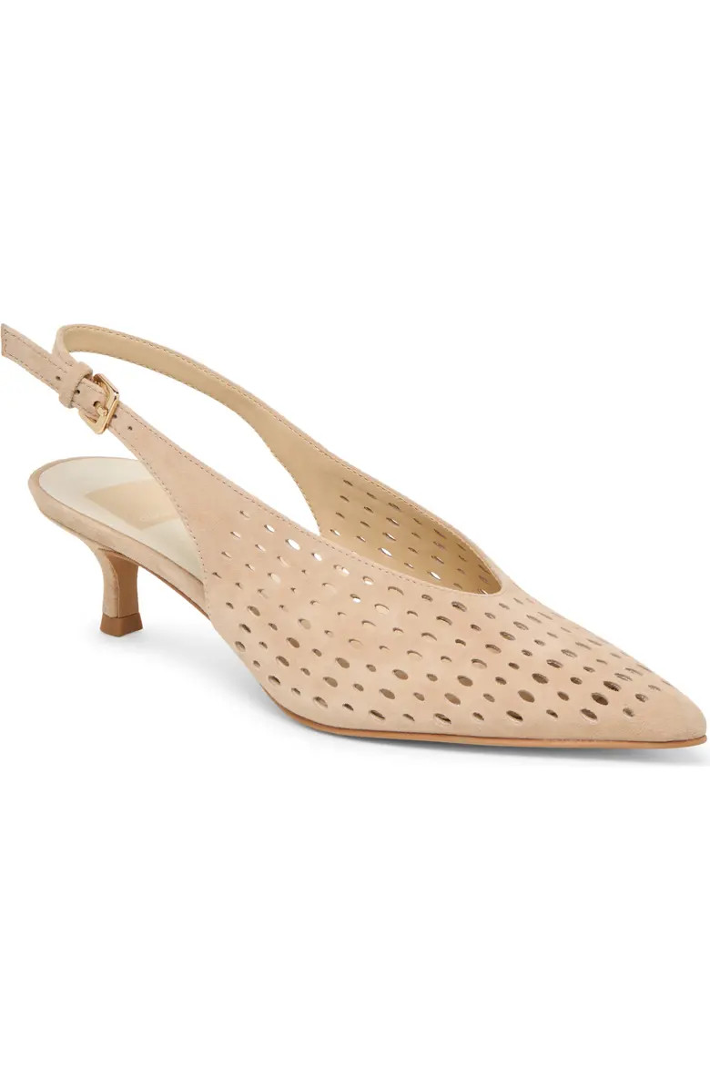Alenna Perf Slingback Pointed Toe Kitten Heel Pump (Women) | Nordstrom