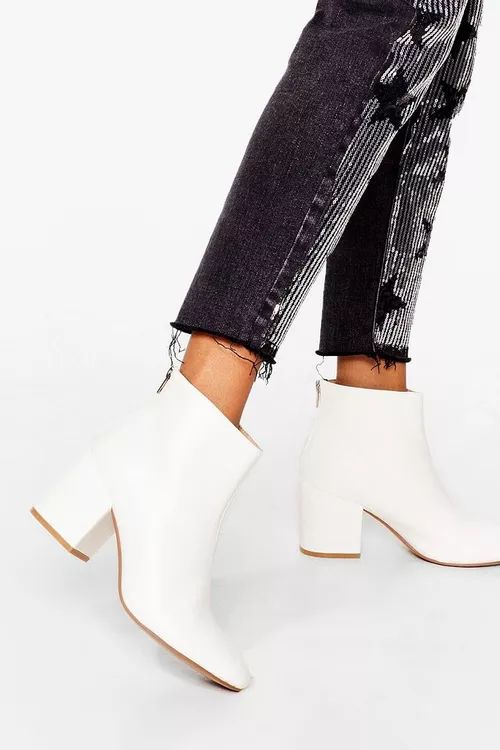 Block Heel Faux Leather Ankle Boots | Nasty Gal (US)