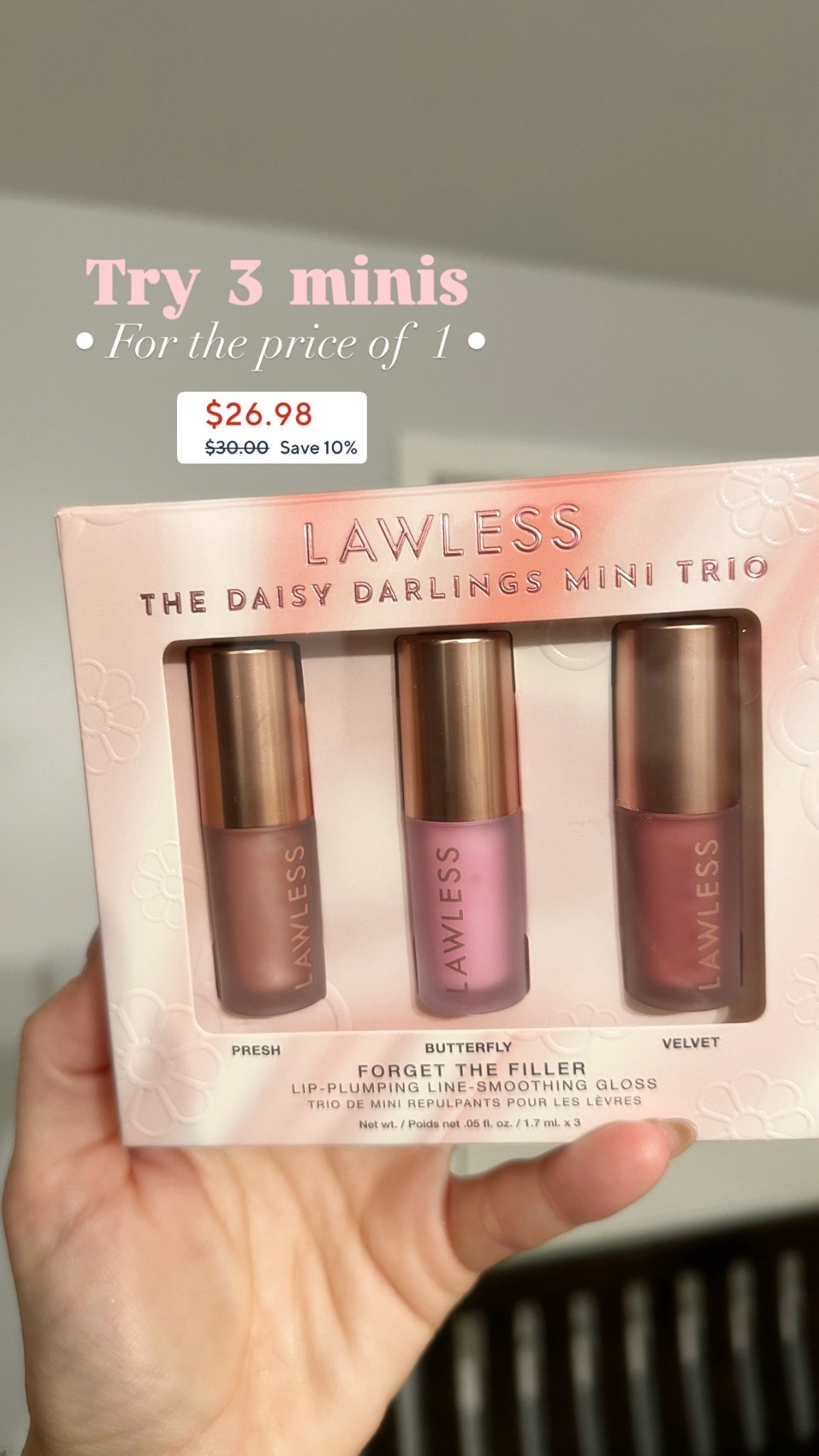 These LIP-PLUMPING LINE-SMOOTHING GLOSSES are the real deal. Cooling, plumping & so creamy, not sticky at all. Try 3 minis for the price of 1! On sale now! 



#LTKWorkwear #LTKWedding #LTKHome #LTKBaby #LTKMens #LTKSaleAlert #LTKU #LTKBeauty #LTKBump #LTKOver40 #LTKTravel #LTKSeasonal #LTKKids #LTKMidsize #LTKActive #LTKPetite #LTKTall #LTKdayinmylife #LTKgrwm #LTKootd #LTKfitnessgoals #LTKmomlife #LTKmorningroutine #LTKselfcare #LTKstorytime #LTKfoodie #LTKvlog #LTKSwim #LTKSpringSale #LTKFestival