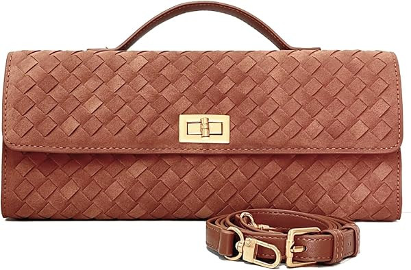 Woven Suede Evening Clutch, Women Crossbody Shoulder Hobo Handbag | Amazon (US)