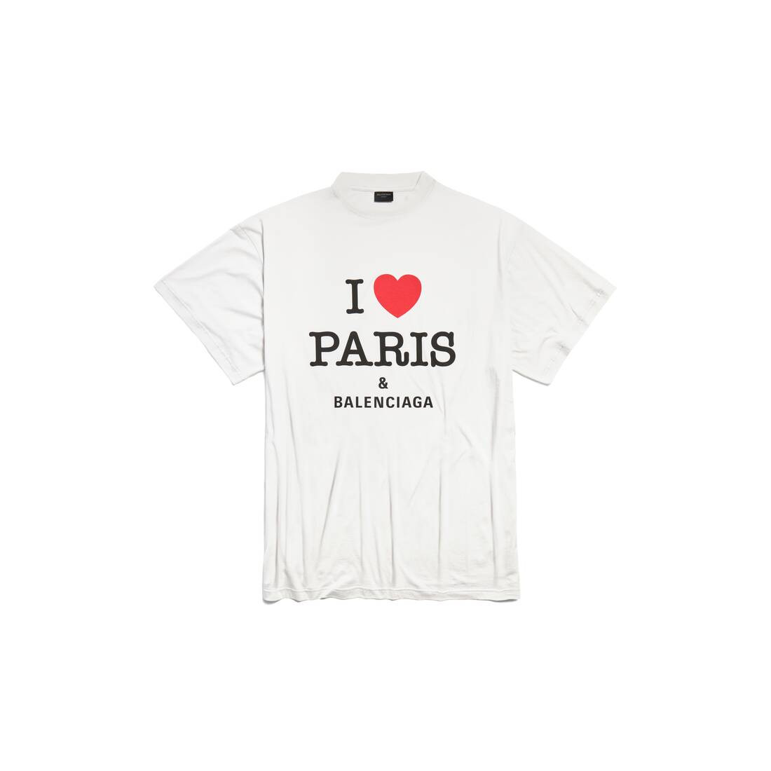 I Love Paris & Balenciaga T-shirt Oversized  in White| Balenciaga® US | Balenciaga