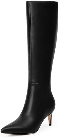 Knee High Boots Women Tall Boots Pointed Toe Kitten Heel Boots for Women Side Zipper Long Fall Bo... | Amazon (US)