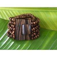 Adjustable Multi Strand Elastic Stretch Dark Brown Wood Bead Beaded Bracelet Cuff Bangle With Wooden Buckle Clasp Closure.ethnic Boho.new | Etsy (US)