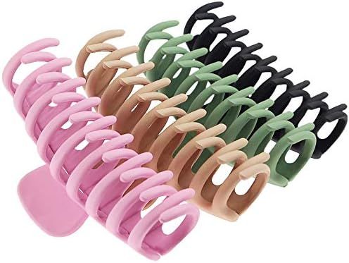 TOCESS Big Hair Claw Clips 4 Inch Nonslip Large Claw Clip for Women Thin Hair, 90's Strong Hold Hair | Amazon (US)