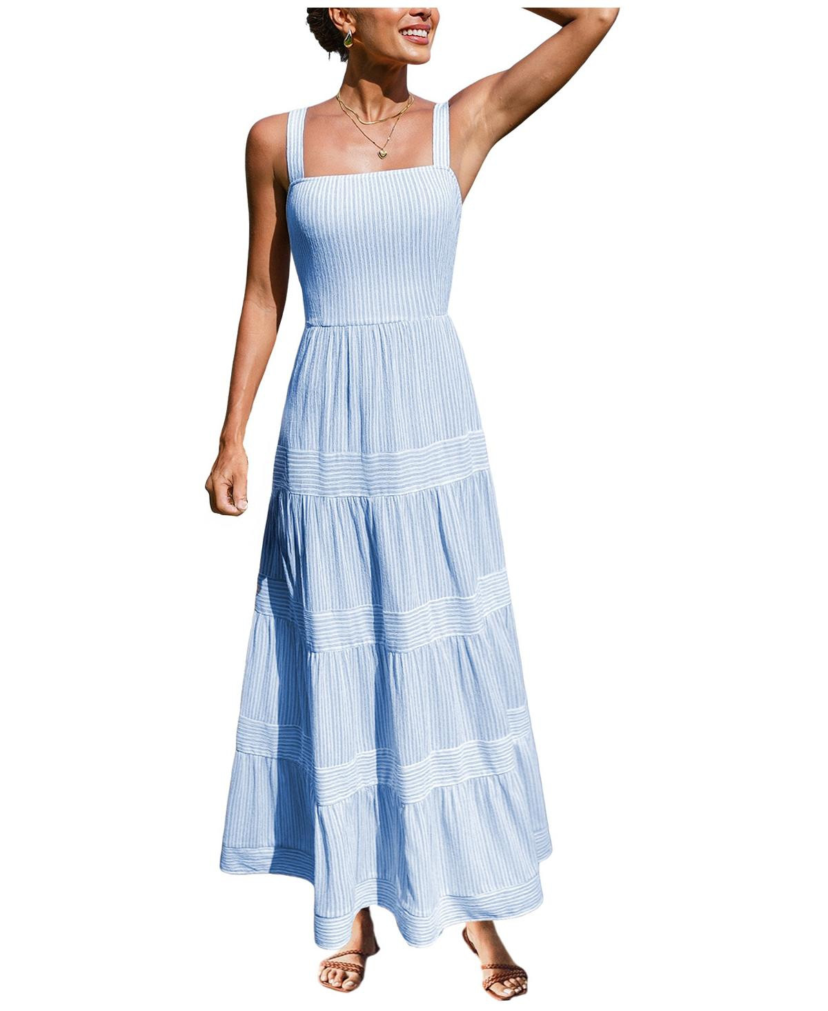Cupshe Women's Not Sorry Striped Maxi Beach Dress - Blue | Macy's