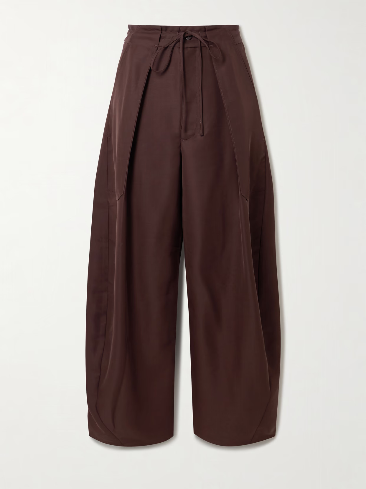 KALLMEYER - Clemence Pleated Wool-blend Barrel-leg Pants - Brown | NET-A-PORTER (US)