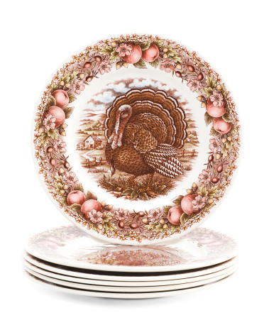 Set Of 6 Harvest Turkey Dinner Plates | TJ Maxx