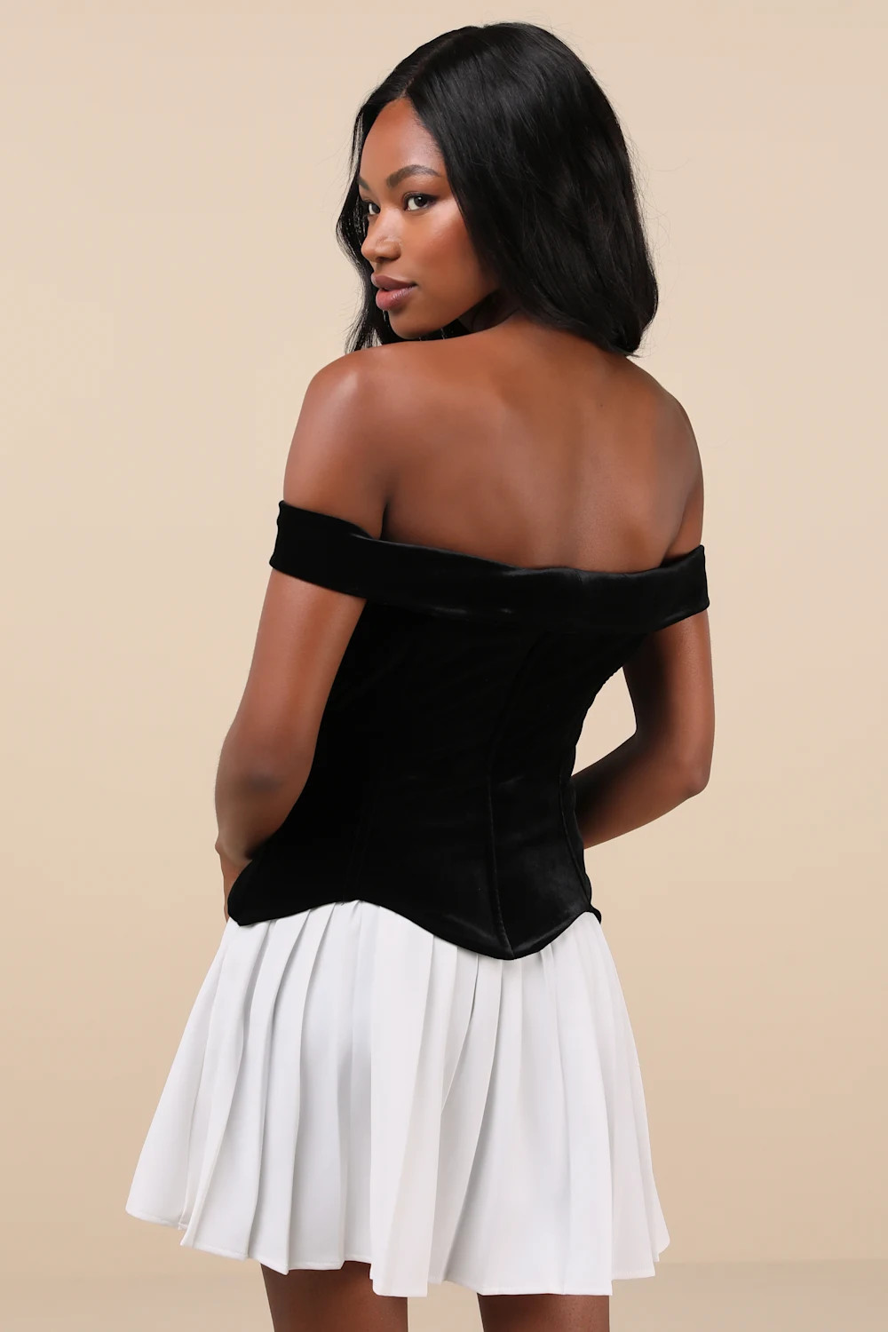 Savannah Black and White Off-the-Shoulder Mini Dress | Lulus