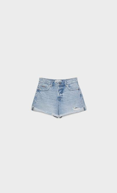 Mom fit shorts - Women's Shorts | Stradivarius United Kingdom | Stradivarius (UK)