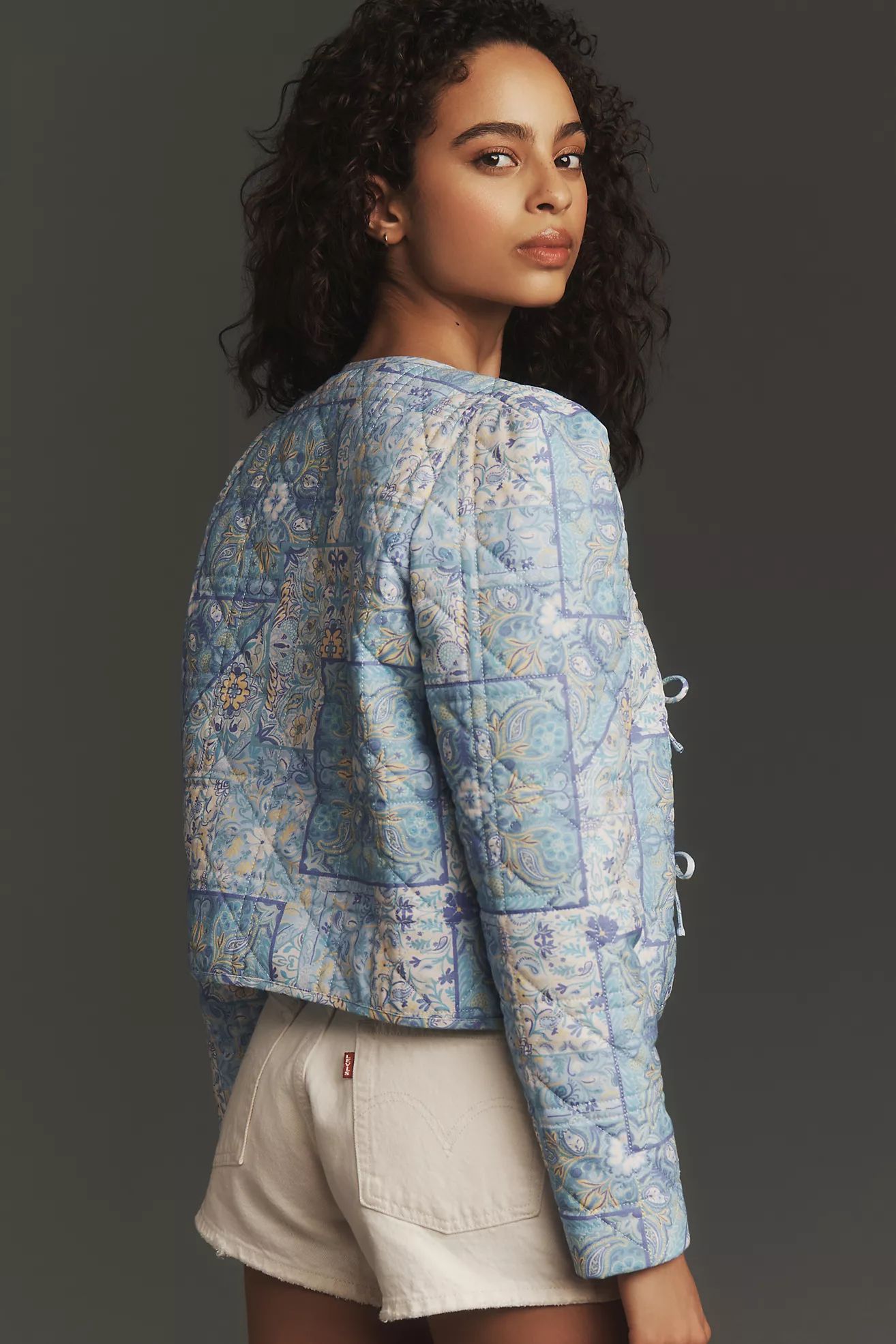 DOLAN Bow-Front Linen Quilted Lady Jacket | Anthropologie (US)