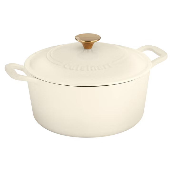 Cuisinart Classic Enameled Cast Iron 6qt Round Cream Colored Casserole with Cover | Target