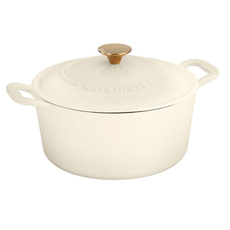 Cuisinart Classic Enameled Cast Iron 6qt Round Cream Colored Casserole with Cover | Target