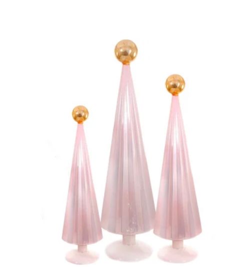 Pleated Glass Table top Christmas tree. Love this beautiful soft pink color 

#LTKSeasonal #LTKHoliday #LTKGiftGuide
