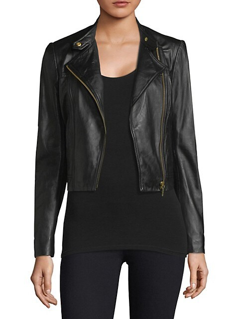 MICHAEL Michael Kors Cropped Leather Jacket | Saks Fifth Avenue