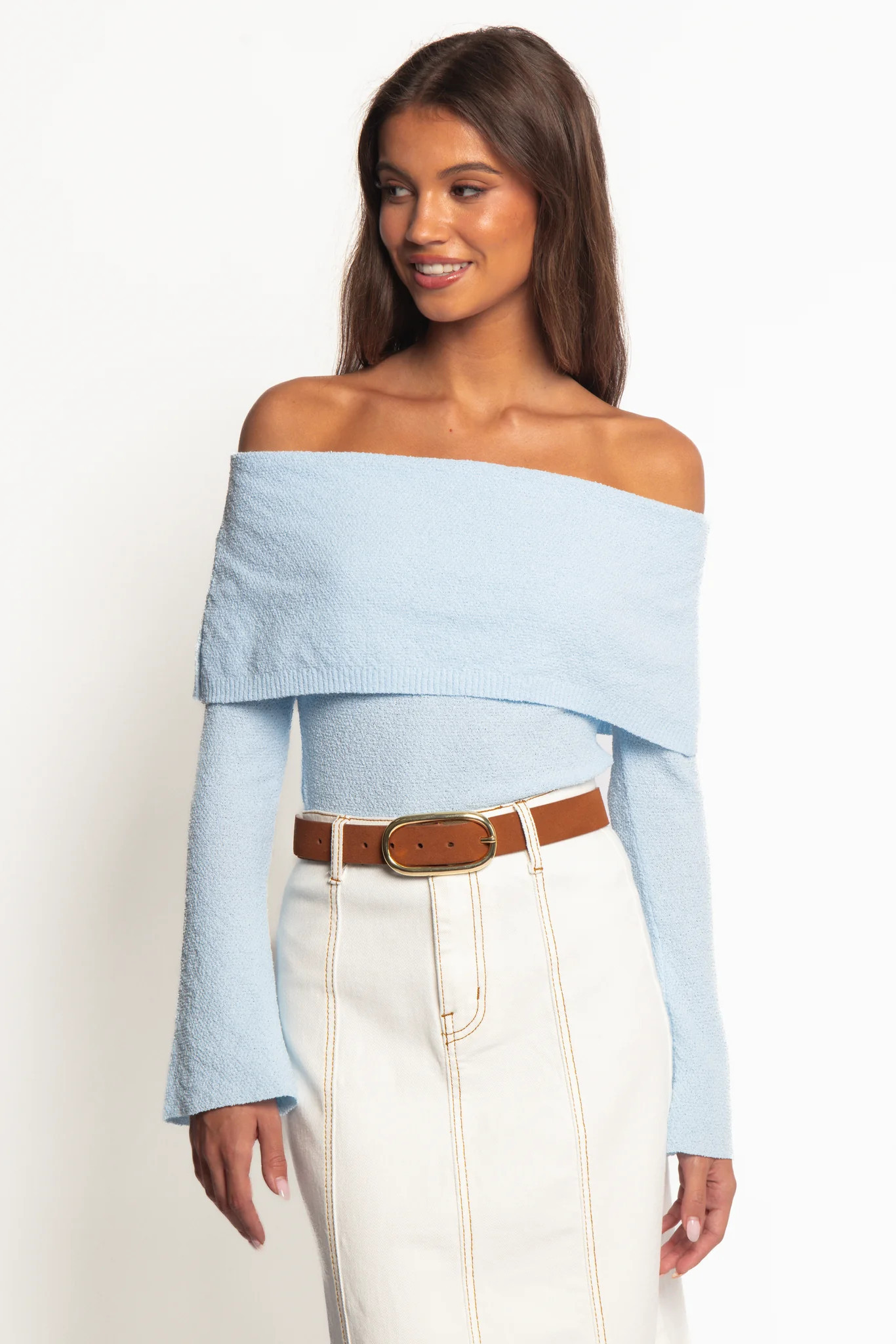 Rory Off Shoulder Top - Pale Blue | Petal & Pup (US)