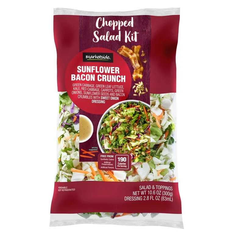 Marketside Sunflower Bacon Crunch Chopped Salad Kit, 10.6 oz Bag, Fresh | Walmart (US)